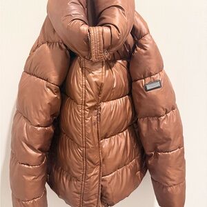 BCBG Brown Puffer Jacket (missing zipper) buttons only